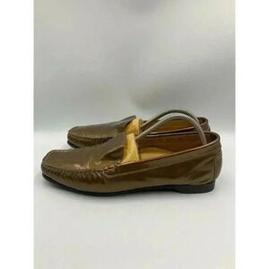 Santoni Womens Brown Leather Loafers Shoes Size US 10‎ B